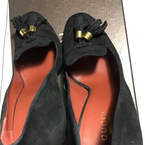 BNIB-Gucci Black Suede Leather Loafer Heels - Picture 4 of 8